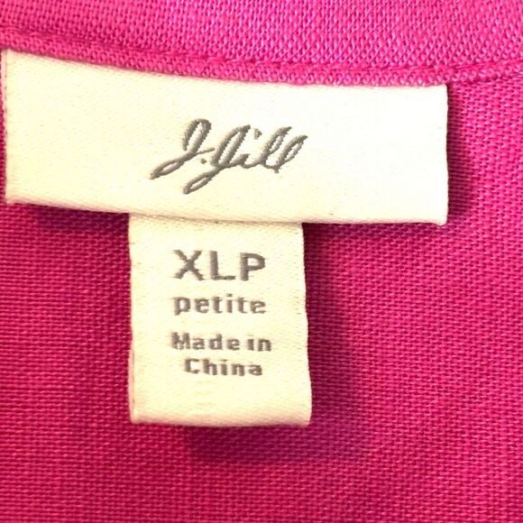 J. Jill XLP rose pink linen cotton button front cap sleeve dress EUC - Picture 7 of 9
